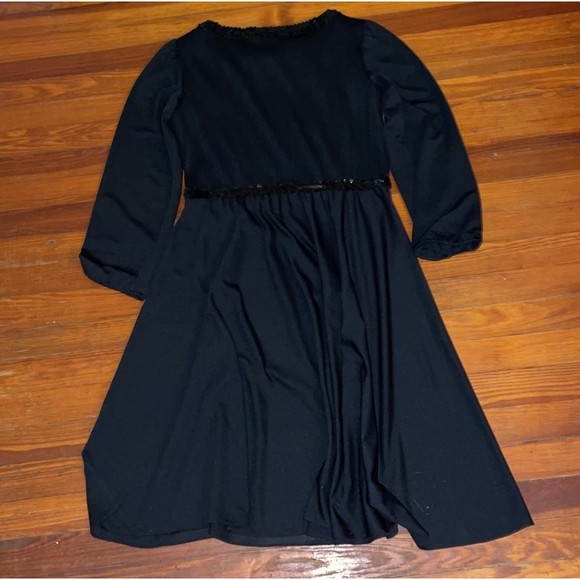 Vintage 60s Sally Lou black sequin trim Retro Mod Pinup Rockabilly Dress XL - Picture 9 of 12